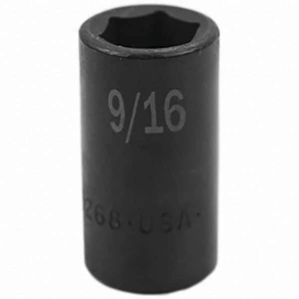 SK - Impact Socket - 3/8"DR 6PT 9/16" SEMI-DEEP IMPACT SOCKET - Apex Tool & Supply