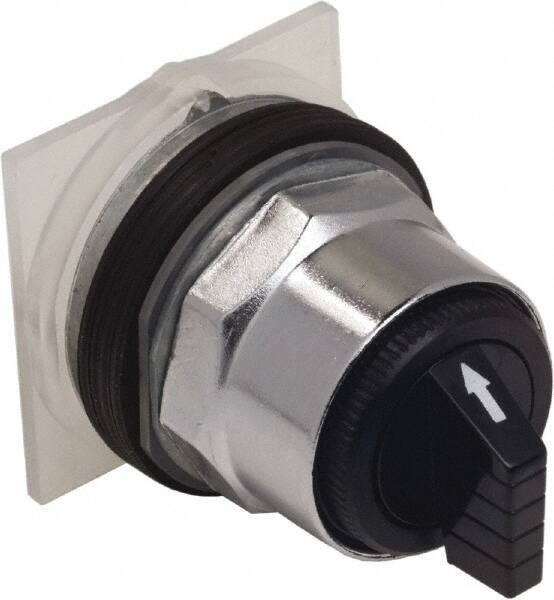 Schneider Electric - 1.18 Inch Mount Hole, 3 Position, Knob and Pushbutton Operated, Selector Switch Only - Black, Maintained (MA), without Contact Blocks, Weatherproof and Dust and Oil Resistant - Apex Tool & Supply