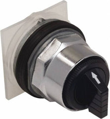 Schneider Electric - 1.18 Inch Mount Hole, 3 Position, Knob and Pushbutton Operated, Selector Switch Only - Black, Maintained (MA), without Contact Blocks, Weatherproof and Dust and Oil Resistant - Apex Tool & Supply