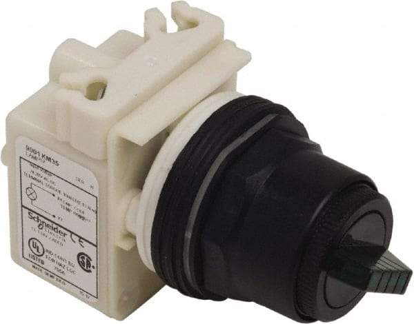 Schneider Electric - 30mm Mount Hole, 2 Position, Knob Operated, Selector Switch Only - Maintained (MA), Nonilluminated, without Contact Blocks, Shock and Vibration Resistant - Apex Tool & Supply