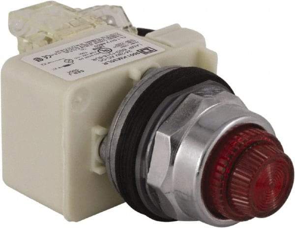 Schneider Electric - 24 V Red Lens LED Press-to-Test Indicating Light - Octagonal Lens, Screw Clamp Connector - Apex Tool & Supply