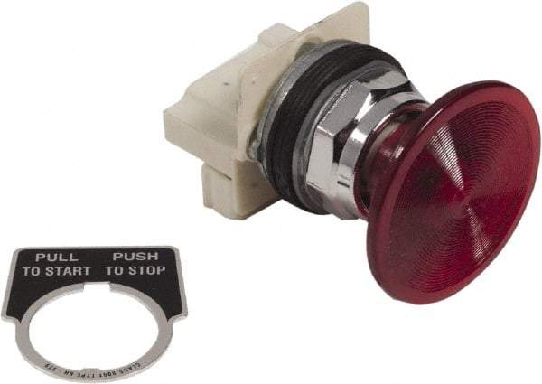 Schneider Electric - 1.18 Inch Mount Hole, Extended Straight, Pushbutton Switch Only - Round, Red Pushbutton, Illuminated, Maintained (MA), Weatherproof, Dust and Oil Resistant - Apex Tool & Supply