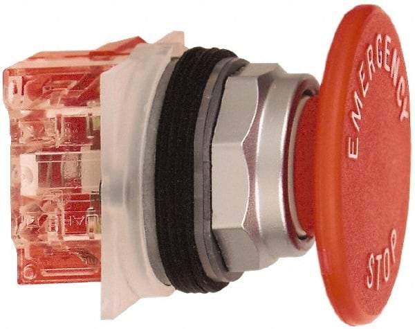 Schneider Electric - 30mm Mount Hole, Extended Straight, Pushbutton Switch with Contact Block - Red Pushbutton, Momentary (MO) - Apex Tool & Supply
