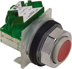 Schneider Electric - 30mm Mount Hole, Extended Straight, Pushbutton Switch with Contact Block - Red Pushbutton, Momentary (MO) - Apex Tool & Supply