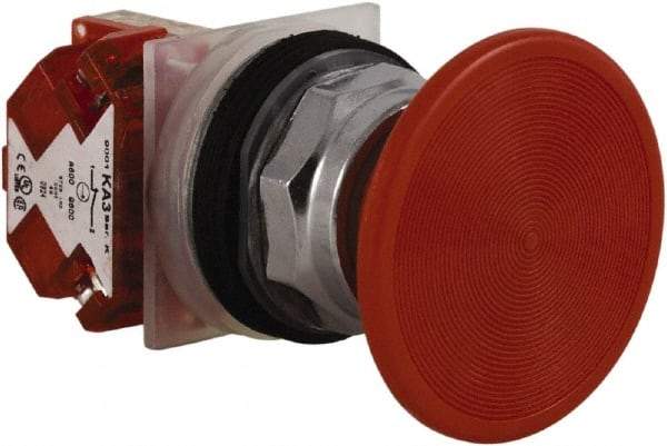 Schneider Electric - 30mm Mount Hole, Extended Straight, Pushbutton Switch with Contact Block - Red Pushbutton, Momentary (MO) - Apex Tool & Supply