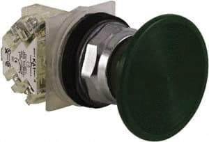 Schneider Electric - 30mm Mount Hole, Extended Straight, Pushbutton Switch with Contact Block - Green Pushbutton, Momentary (MO) - Apex Tool & Supply