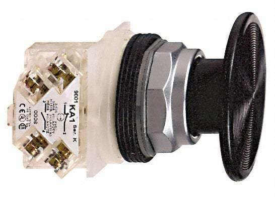 Schneider Electric - 30mm Mount Hole, Extended Mushroom Head, Pushbutton Switch with Contact Block - Round, Black Pushbutton, Momentary (MO) - Apex Tool & Supply