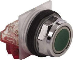 Schneider Electric - 30mm Mount Hole, Extended Straight, Pushbutton Switch with Contact Block - Green Pushbutton, Momentary (MO) - Apex Tool & Supply