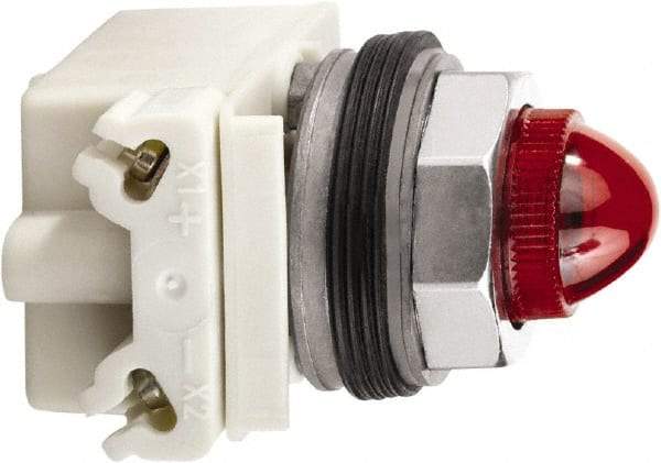 Schneider Electric - 120 V Red Lens Incandescent Pilot Light - Round Lens, Screw Clamp Connector - Apex Tool & Supply