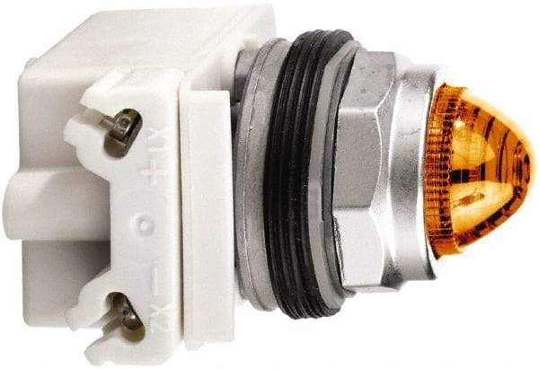 Schneider Electric - 120 V Amber Lens LED Pilot Light - Round Lens, Screw Clamp Connector - Apex Tool & Supply