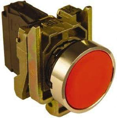 Schneider Electric - 22mm Mount Hole, Extended Straight, Pushbutton Switch with Contact Block - Round, Red Pushbutton, Momentary (MO) - Apex Tool & Supply