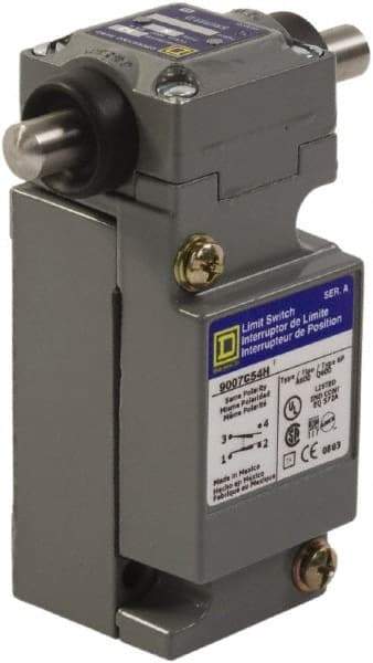 Square D - SPDT, NC/NO, 600 Volt Screw Terminal, Roller Plunger Actuator, General Purpose Limit Switch - 1, 2, 4, 6, 12, 13, 6P NEMA Rating, IP67 IPR Rating - Apex Tool & Supply