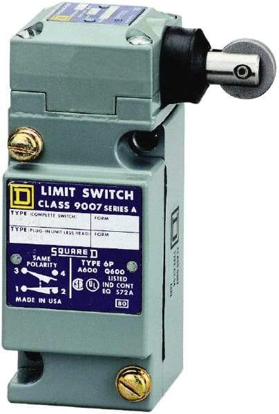Square D - SPDT, NC/NO, 600 Volt Screw Terminal, Roller Plunger Actuator, General Purpose Limit Switch - 1, 2, 4, 6, 12, 13, 6P NEMA Rating, IP67 IPR Rating - Apex Tool & Supply