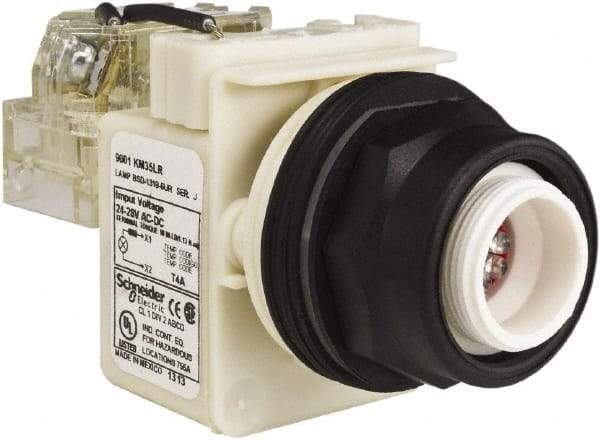 Schneider Electric - 28 V Red Lens LED Pilot Light - Round Lens, Screw Clamp Connector, 54mm OAL x 42mm Wide, Vibration Resistant - Apex Tool & Supply