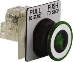 Schneider Electric - 30mm Mount Hole, Extended Straight, Pushbutton Switch with Contact Block - Green Pushbutton, Maintained (MA) - Apex Tool & Supply