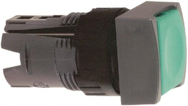 Schneider Electric - 16mm Mount Hole, Flush, Pushbutton Switch Only - Square, Green Pushbutton, Nonilluminated, Momentary (MO), Vibration Resistant - Apex Tool & Supply