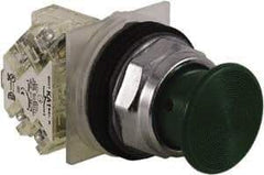 Schneider Electric - 30mm Mount Hole, Extended Straight, Pushbutton Switch with Contact Block - Green Pushbutton, Momentary (MO) - Apex Tool & Supply