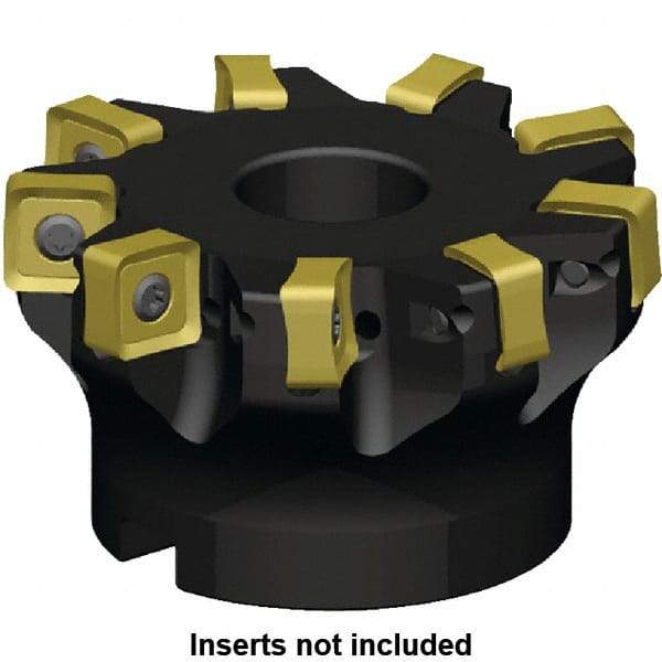 Kennametal - 8 Inserts, 100mm Cut Diam, 32mm Arbor Diam, 6mm Max Depth of Cut, Indexable Square-Shoulder Face Mill - 3° Lead Angle, 50mm High, SN_J120616EN__ Insert Compatibility, Series KSSM - Apex Tool & Supply