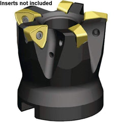 Kennametal - 5 Inserts, 63mm Cut Diam, 22mm Arbor Diam, 1.5mm Max Depth of Cut, Indexable Square-Shoulder Face Mill - 78° Lead Angle, 50.01mm High, WOEJ090512SRHD Insert Compatibility, Through Coolant, Series Kenfeed - Apex Tool & Supply