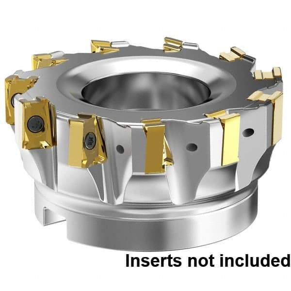 Kennametal - 9 Inserts, 3" Cut Diam, 1" Arbor Diam, 15.5mm Max Depth of Cut, Indexable Square-Shoulder Face Mill - 0° Lead Angle, 1-3/4" High, LNGU15T608SRGE Insert Compatibility, Through Coolant, Series MILL 4-15 - Apex Tool & Supply