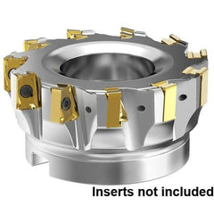 Kennametal - 9 Inserts, 3" Cut Diam, 1" Arbor Diam, 15.5mm Max Depth of Cut, Indexable Square-Shoulder Face Mill - 0° Lead Angle, 1-3/4" High, LNGU15T608SRGE Insert Compatibility, Through Coolant, Series MILL 4-15 - Apex Tool & Supply