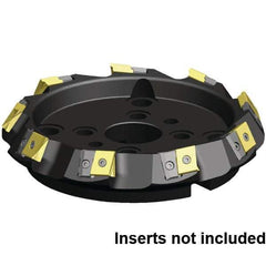 Kennametal - 7 Inserts, 200mm Cut Diam, 60mm Arbor Diam, 21.39mm Max Depth of Cut, Indexable Square-Shoulder Face Mill - 30° Lead Angle, 63mm High, LN_U221012PNSR-__ Insert Compatibility, Series MEGA 60 - Apex Tool & Supply