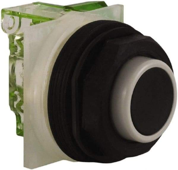 Schneider Electric - 30mm Mount Hole, Extended Straight, Pushbutton Switch with Contact Block - Black Pushbutton, Momentary (MO) - Apex Tool & Supply