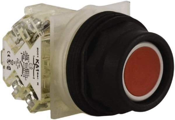 Schneider Electric - 30mm Mount Hole, Extended Straight, Pushbutton Switch with Contact Block - Red Pushbutton, Momentary (MO) - Apex Tool & Supply