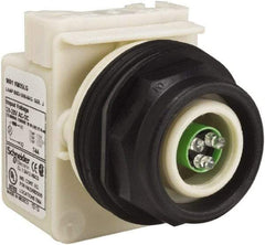 Schneider Electric - 28 V Green Lens LED Pilot Light - Round Lens, Screw Clamp Connector, 54mm OAL x 42mm Wide, Vibration Resistant - Apex Tool & Supply