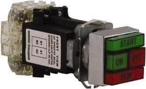Schneider Electric - Extended Straight Pushbutton Switch Operator - Green, Red, Rectangle Button, Incandescent Lamp, Illuminated - Apex Tool & Supply