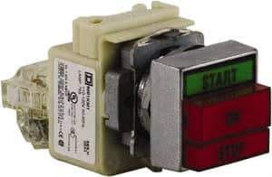 Schneider Electric - Extended Straight Pushbutton Switch Operator - Green, Red, Rectangle Button, Incandescent Lamp, Illuminated - Apex Tool & Supply