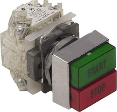 Schneider Electric - 30mm Mount Hole, Pushbutton Switch Only - Rectangle, Green and Red Pushbutton, Nonilluminated, Momentary (MO), On-Off - Apex Tool & Supply