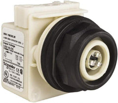 Schneider Electric - 120 V White Lens LED Pilot Light - Round Lens, Screw Clamp Connector, 54mm OAL x 42mm Wide, Vibration Resistant - Apex Tool & Supply