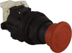 Schneider Electric - 30mm Mount Hole, Extended Mushroom Head, Pushbutton Switch with Contact Block - Round, Red Pushbutton, Maintained (MA) - Apex Tool & Supply
