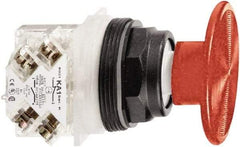 Schneider Electric - 30mm Mount Hole, Extended Mushroom Head, Pushbutton Switch with Contact Block - Round, Red Pushbutton, Momentary (MO) - Apex Tool & Supply