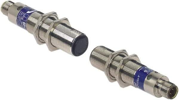 Telemecanique Sensors - M12 Connector, 30m Nominal Distance, Shock and Vibration Resistant, Through Beam Photoelectric Sensor - 12 to 24 VDC, 30 Hz, Brass, 95mm Long x 18mm Wide x 7 Inch High - Apex Tool & Supply