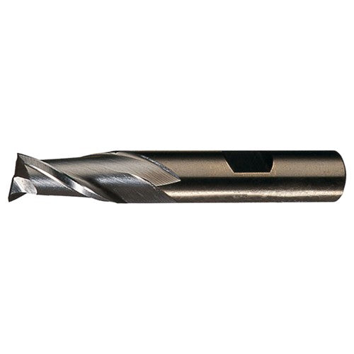 ‎1/2″ × 1/2″ × 1″ × 3-1/4″ RHS / RHC HSS-CO 8% (M42) Cobalt Single-End 2-Flute Center Cutting Finishing End Mill - TiCN - Exact Industrial Supply