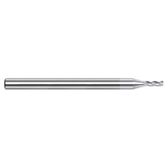 Variable Helix End Mills for Aluminum Alloys - 1.700mm Cutter Diameter × 0.100mm Radius × 5.000mm Length of Cut Carbide Corner Radius End Mill for Aluminum Alloys, 3 Flutes, TiB2 Coated - Exact Industrial Supply