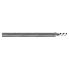 Variable Helix End Mills for Aluminum Alloys - 0.0350″ Cutter Diameter × 0.0030″ Radius × 0.0530″ Length of Cut Carbide Corner Radius End Mill for Aluminum Alloys, 3 Flutes - Exact Industrial Supply