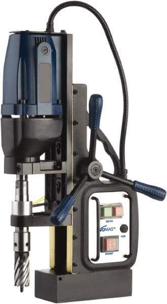 Cleveland Steel Tool - 1/2" Chuck, 2" Travel, Portable Magnetic Drill Press - 570 RPM, 10 Amps, 1.5 hp, 1200 Watts - Apex Tool & Supply