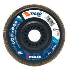 4-1/2″ Tiger Disc Abrasive Flap Disc, Angled, Trimmable Backing, 120Z, 7/8″ Arbor Hole - Apex Tool & Supply