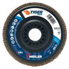 5″ Tiger Disc Abrasive Flap Disc, Angled, Trimmable Backing, 40Z, 7/8″ Arbor Hole - Apex Tool & Supply