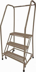 Cotterman - 60" 3 Step Rolling Warehouse Ladder - Rolling Safety Ladder, 450 Lb Capacity, 30" Platform Height, 30" Base Width x 26" Base Depth, Serrated Steel - Apex Tool & Supply