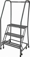 Cotterman - 60" 3 Step Rolling Warehouse Ladder - Rolling Safety Ladder, 450 Lb Capacity, 30" Platform Height, 30" Base Width x 30" Base Depth, Expanded Metal Tread - Apex Tool & Supply