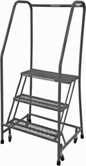 Cotterman - 60" 3 Step Rolling Warehouse Ladder - Rolling Safety Ladder, 450 Lb Capacity, 30" Platform Height, 20" Base Width x 26" Base Depth, Expanded Metal Tread - Apex Tool & Supply