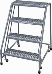 Cotterman - 40" 4 Step Rolling Warehouse Ladder - Rolling Safety Ladder, 450 Lb Capacity, 40" Platform Height, 30" Base Width x 31" Base Depth, Serrated Steel - Apex Tool & Supply