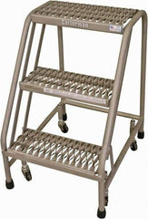 Cotterman - 30" 3 Step Rolling Warehouse Ladder - Rolling Safety Ladder, 450 Lb Capacity, 30" Platform Height, 21" Base Width x 27" Base Depth, Serrated Steel - Apex Tool & Supply