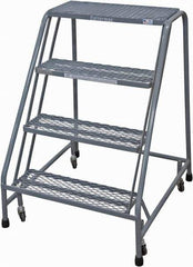 Cotterman - 40" 4 Step Rolling Warehouse Ladder - Rolling Safety Ladder, 450 Lb Capacity, 40" Platform Height, 30" Base Width x 31" Base Depth, Expanded Metal Tread - Apex Tool & Supply