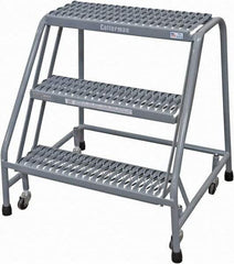 Cotterman - 30" 3 Step Rolling Warehouse Ladder - Rolling Safety Ladder, 450 Lb Capacity, 30" Platform Height, 30" Base Width x 27" Base Depth, Expanded Metal Tread - Apex Tool & Supply