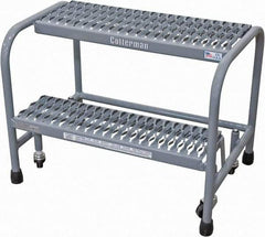Cotterman - 20" 2 Step Rolling Warehouse Ladder - Rolling Safety Ladder, 450 Lb Capacity, 20" Platform Height, 26" Base Width x 19" Base Depth, Serrated Steel - Apex Tool & Supply